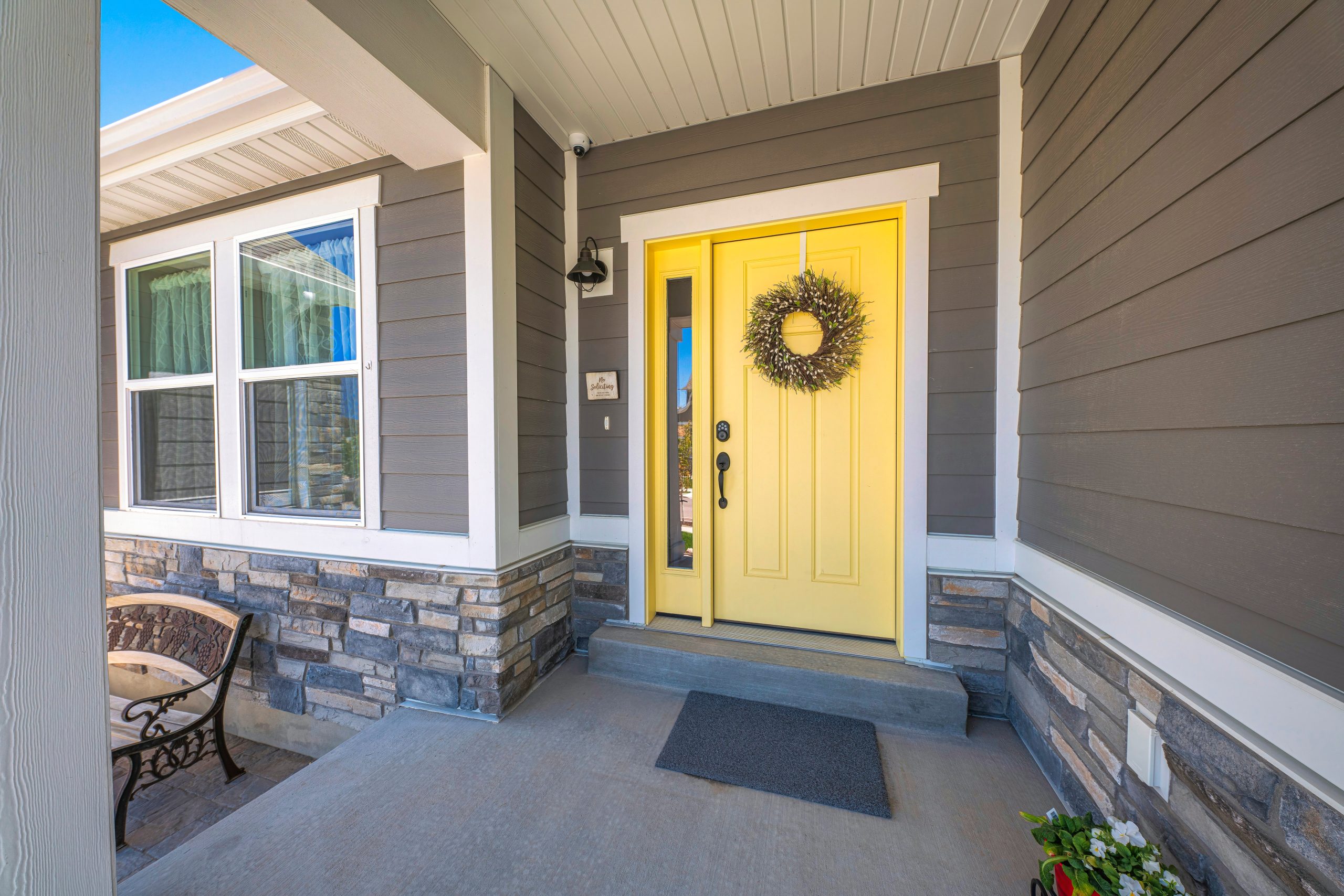 Yellow painted front door